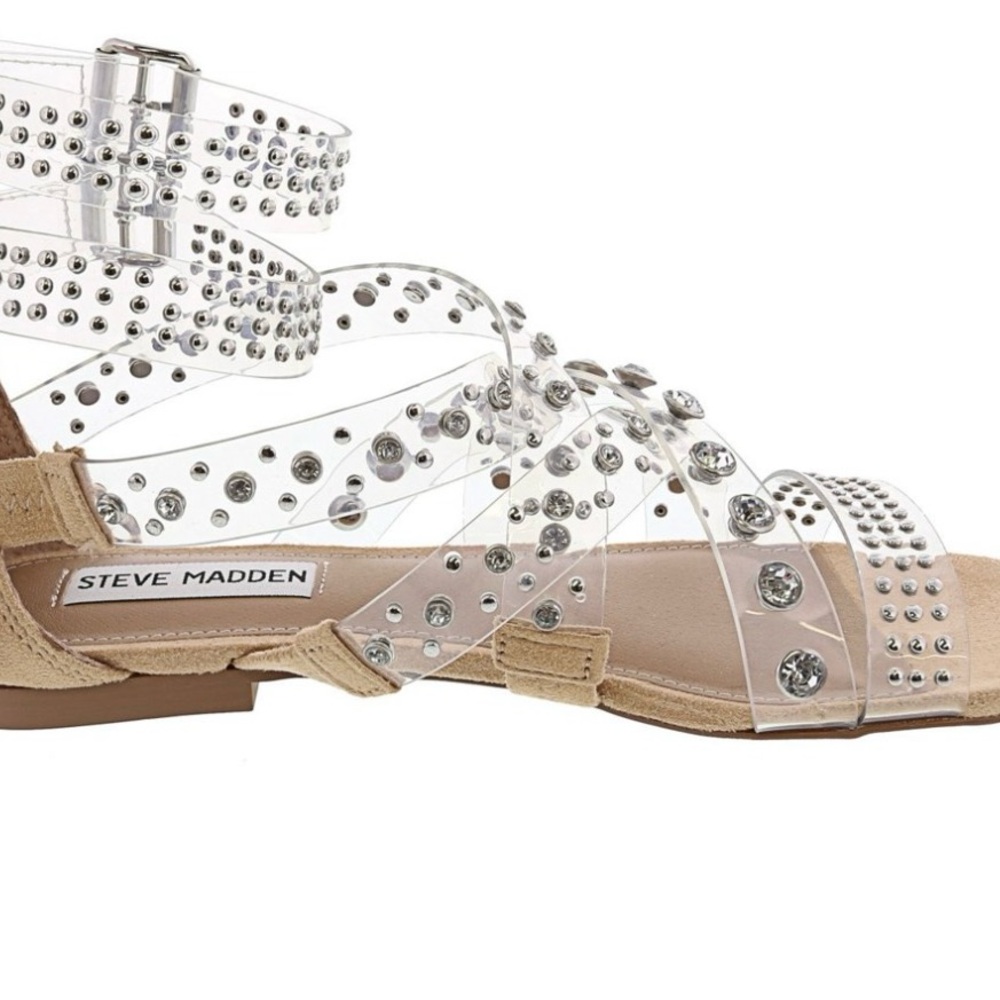 🆕 Steve Madden Shift clear rhinestone gladiator sandals - Picture 2 of 3